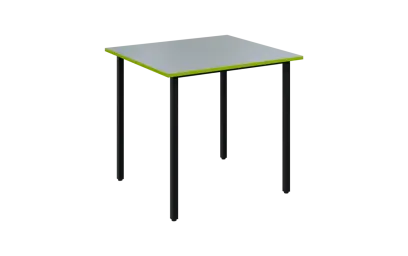 JSB 80N Jídelní stůl 800 x 800 mm, deska šedá s hranou jarní zeleň / podnož černá